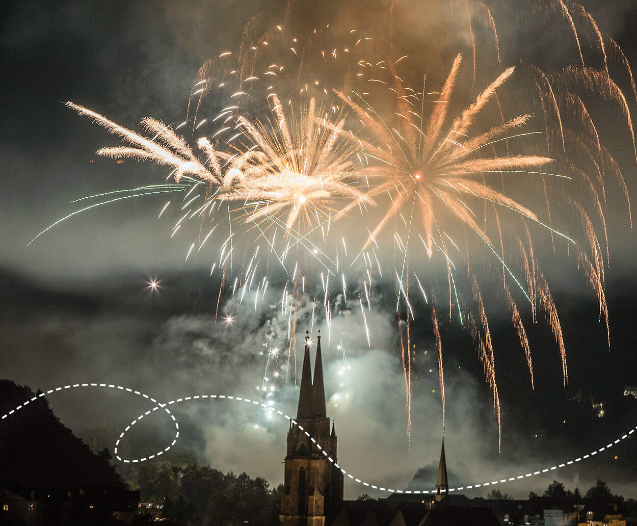 Bombastisches Feuerwerk