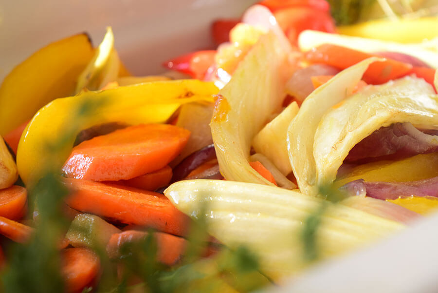 Gegrilltes Gemüse beim BBQ-Tischbüffet im Rosenpark Restaurant