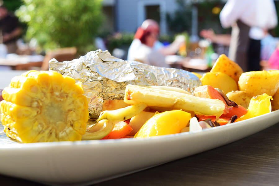 Grillgemüse beim BBQ-Tischbüffet im Rosenpark Restaurant